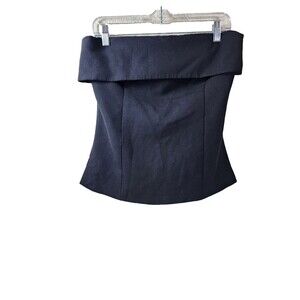 ​Babaton Aritzia Size 10 Black Off Strapless Corset Top Bustier Peplum Cropped